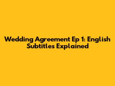 Wedding Agreement Ep 1: English Subtitles Explained