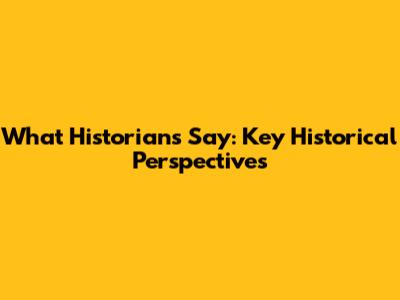 What Historians Say: Key Historical Perspectives