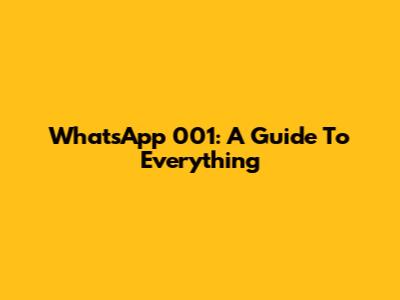 WhatsApp 001: A Guide To Everything