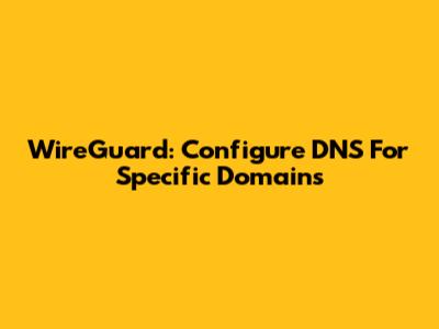 WireGuard: Configure DNS For Specific Domains