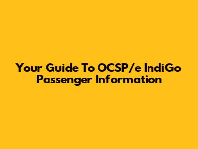 Your Guide To OCSP/e IndiGo Passenger Information