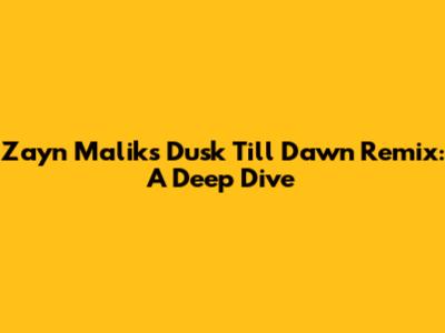 Zayn Malik's Dusk Till Dawn Remix: A Deep Dive